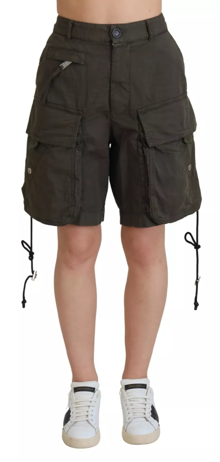 Dsquared² Green High Waist Cargo Bermuda Women Shorts Dsquared²