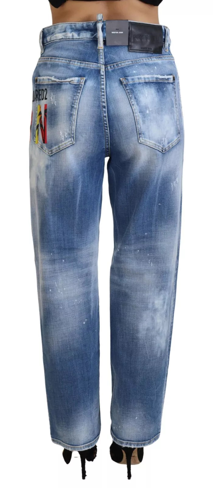 Dsquared² Blue Icon High Waist Straight Denim Jeans Boston Dsquared²