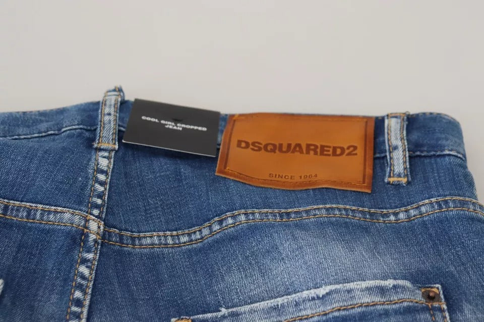 Dsquared² Blue Cotton Low Waist Cropped Cool Girl Denim Jeans Dsquared²