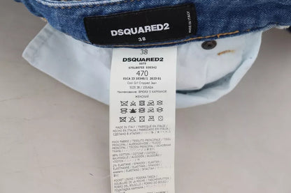 Dsquared² Blue Cotton Low Waist Cropped Cool Girl Denim Jeans Dsquared²