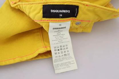 Dsquared² Yellow Cotton Low Waist Cropped Jennifer Denim Jeans Dsquared²