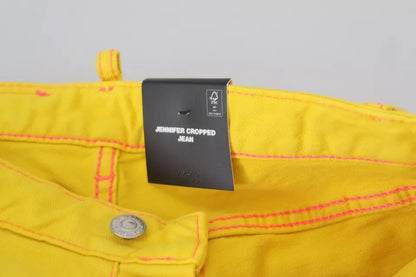 Dsquared² Yellow Cotton Low Waist Cropped Jennifer Denim Jeans Dsquared²