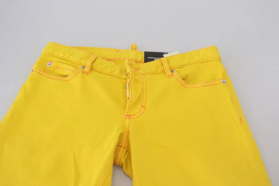 Dsquared² Yellow Cotton Low Waist Cropped Jennifer Denim Jeans Dsquared²