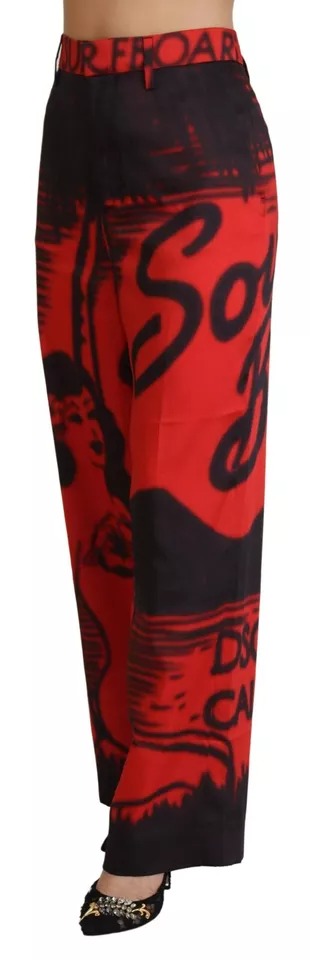 Dsquared² Red Printed High Waist Straight Pants Dsquared²