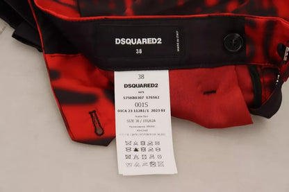 Dsquared² Red Printed High Waist Straight Pants Dsquared²