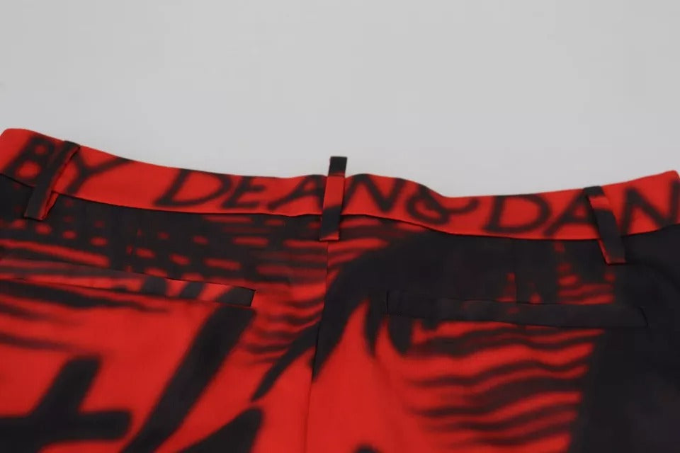 Dsquared² Red Printed High Waist Straight Pants Dsquared²