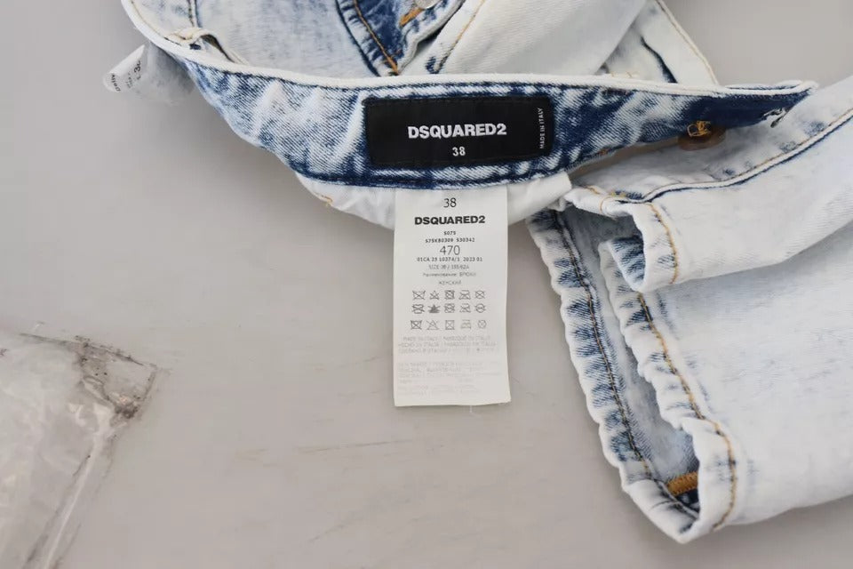 Dsquared² Light Blue Cotton High Waist Straight Denim Jeans Dsquared²