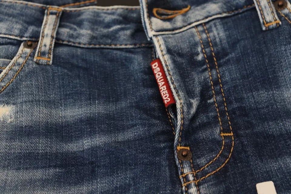 Dsquared² Blue Icon Low Waist Cropped Cool Girl Denim Jeans Dsquared²