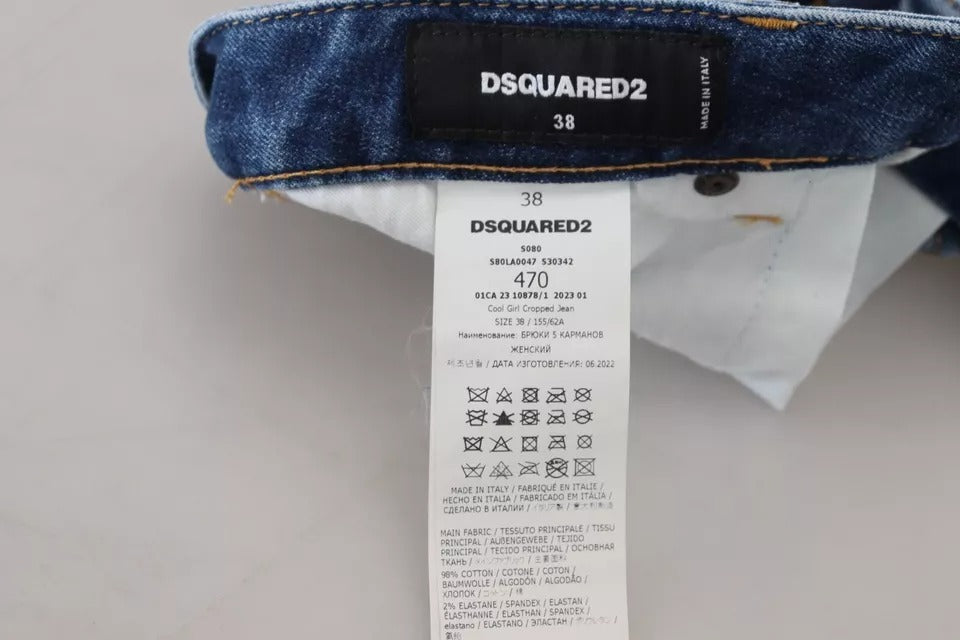 Dsquared² Blue Icon Low Waist Cropped Cool Girl Denim Jeans Dsquared²