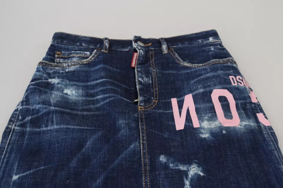 Dsquared² Blue Icon High Waist Denim Mini Boston Jean Skirt Dsquared²