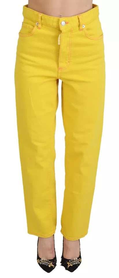 Dsquared² Yellow Cotton High Waist Straight Denim Boston Jeans Dsquared²