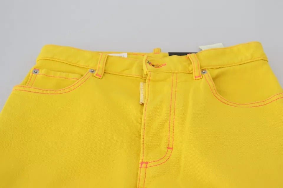 Dsquared² Yellow Cotton High Waist Straight Denim Boston Jeans Dsquared²