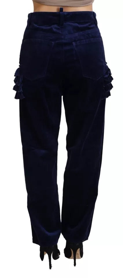 Dsquared² Blue Ruffles HighWaist Cotton Denim Boston Fit Pants Dsquared²