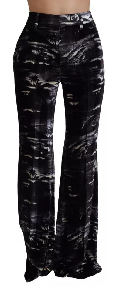 Dsquared² Black Printed High Waist Super Flare Pants Dsquared²