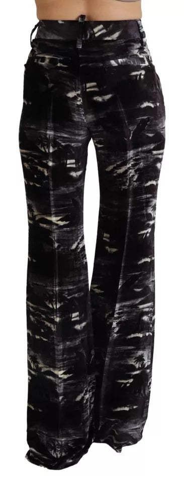 Dsquared² Black Printed High Waist Super Flare Pants Dsquared²