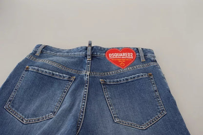 Dsquared² Blue Distressed High Waist Straight Denim Jeans Dsquared²