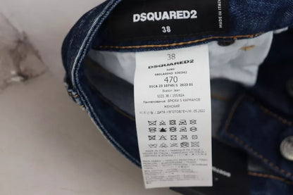 Dsquared² Blue Icon High Waist Straight Denim Boston Jeans Dsquared²