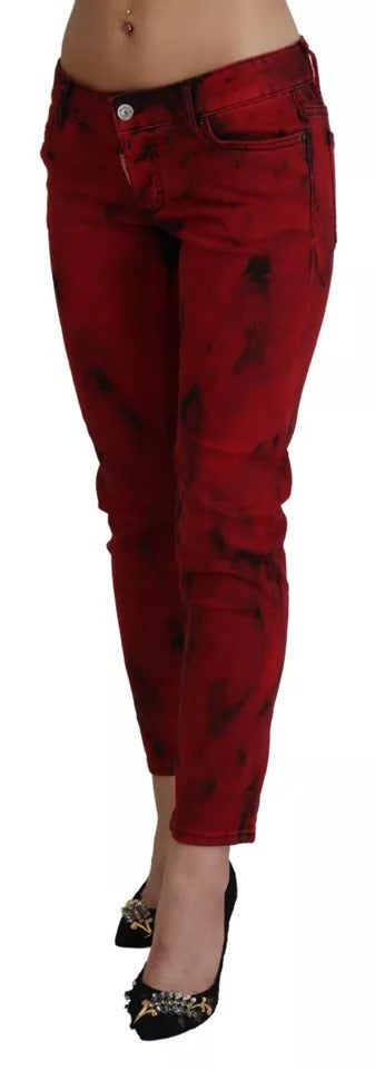 Dsquared² Red Low Waist Cotton Stretch Skinny Pants Dsquared²