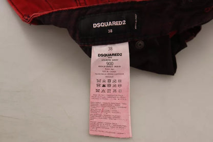 Dsquared² Red Low Waist Cotton Stretch Skinny Pants Dsquared²