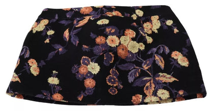 Dsquared² Black Floral Embroidery Mid Waist A-line Mini Skirt Dsquared²