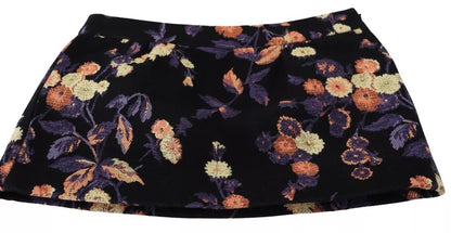 Dsquared² Black Floral Embroidery Mid Waist A-line Mini Skirt Dsquared²