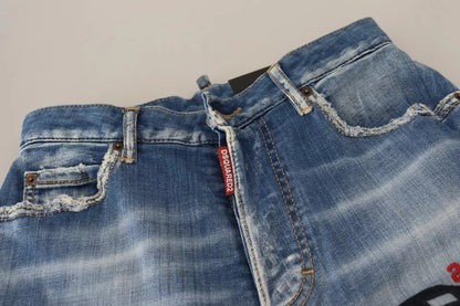 Dsquared² Blue Washed High Waist Straight Denim Boston Jeans Dsquared²