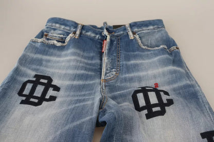 Dsquared² Blue Washed High Waist Straight Denim Boston Jeans Dsquared²