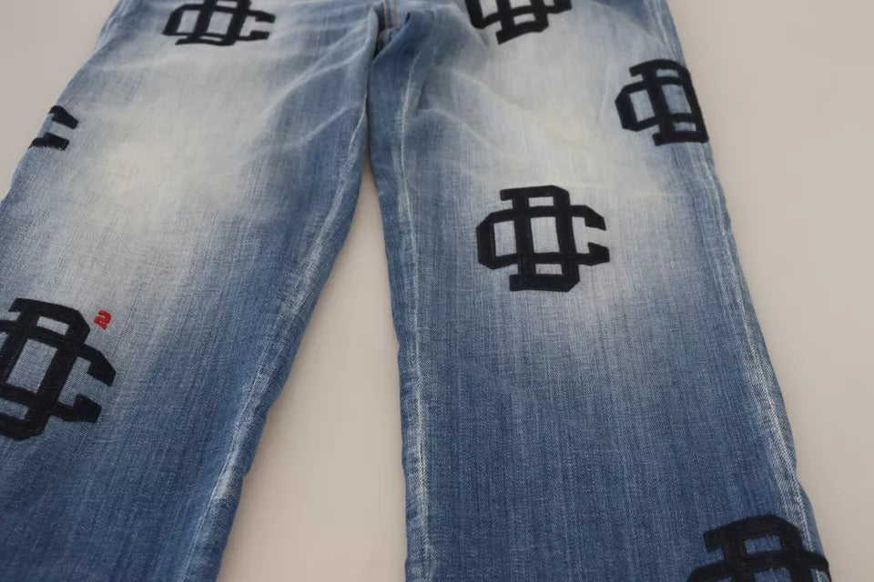 Dsquared² Blue Washed High Waist Straight Denim Boston Jeans