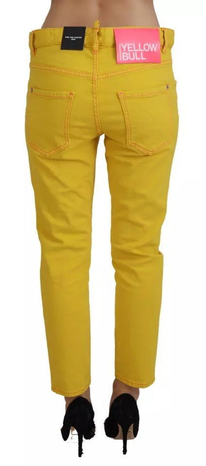 Dsquared² Yellow Cotton Low Waist Crop Denim Cool Girl Jeans Dsquared²