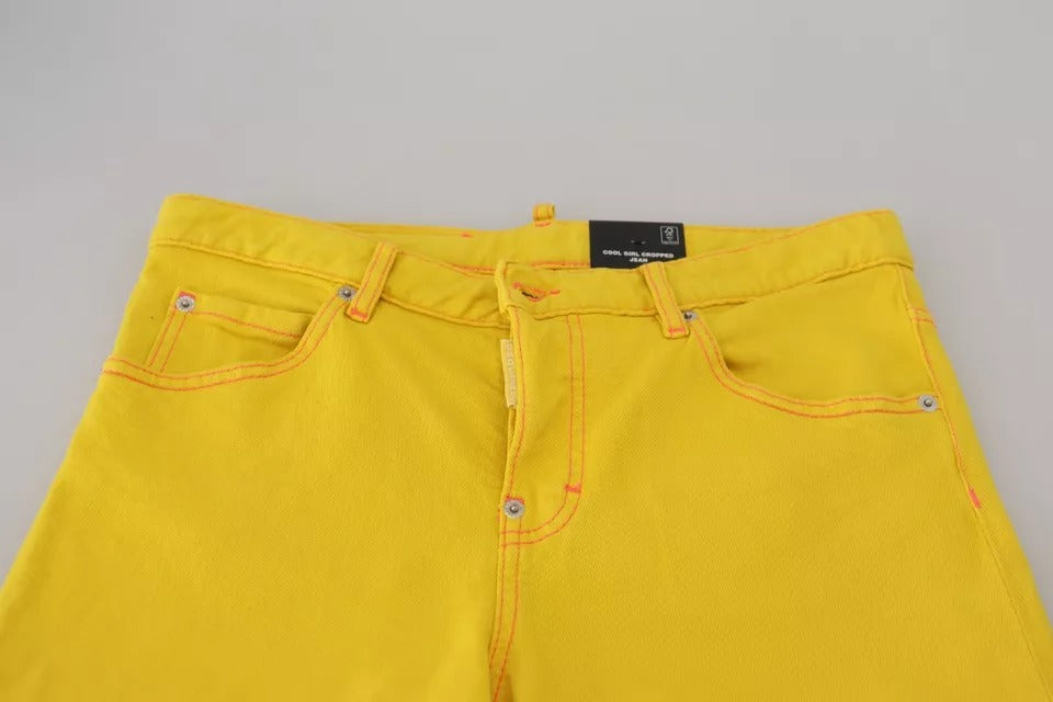 Dsquared² Yellow Cotton Low Waist Crop Denim Cool Girl Jeans Dsquared²