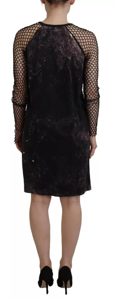 Dsquared² Black Tie Dye Mesh Long Sleeves Cotton Shift Dress Dsquared²