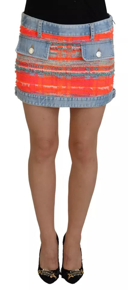 Dsquared² Multicolor Polyester Low Waist A-line Denim Skirt Dsquared²