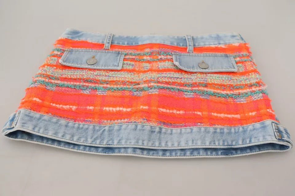 Dsquared² Multicolor Polyester Low Waist A-line Denim Skirt Dsquared²