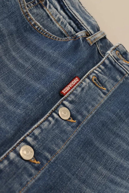 Dsquared² Blue Distressed High Waist Pencil Cut Denim Skirt Dsquared²