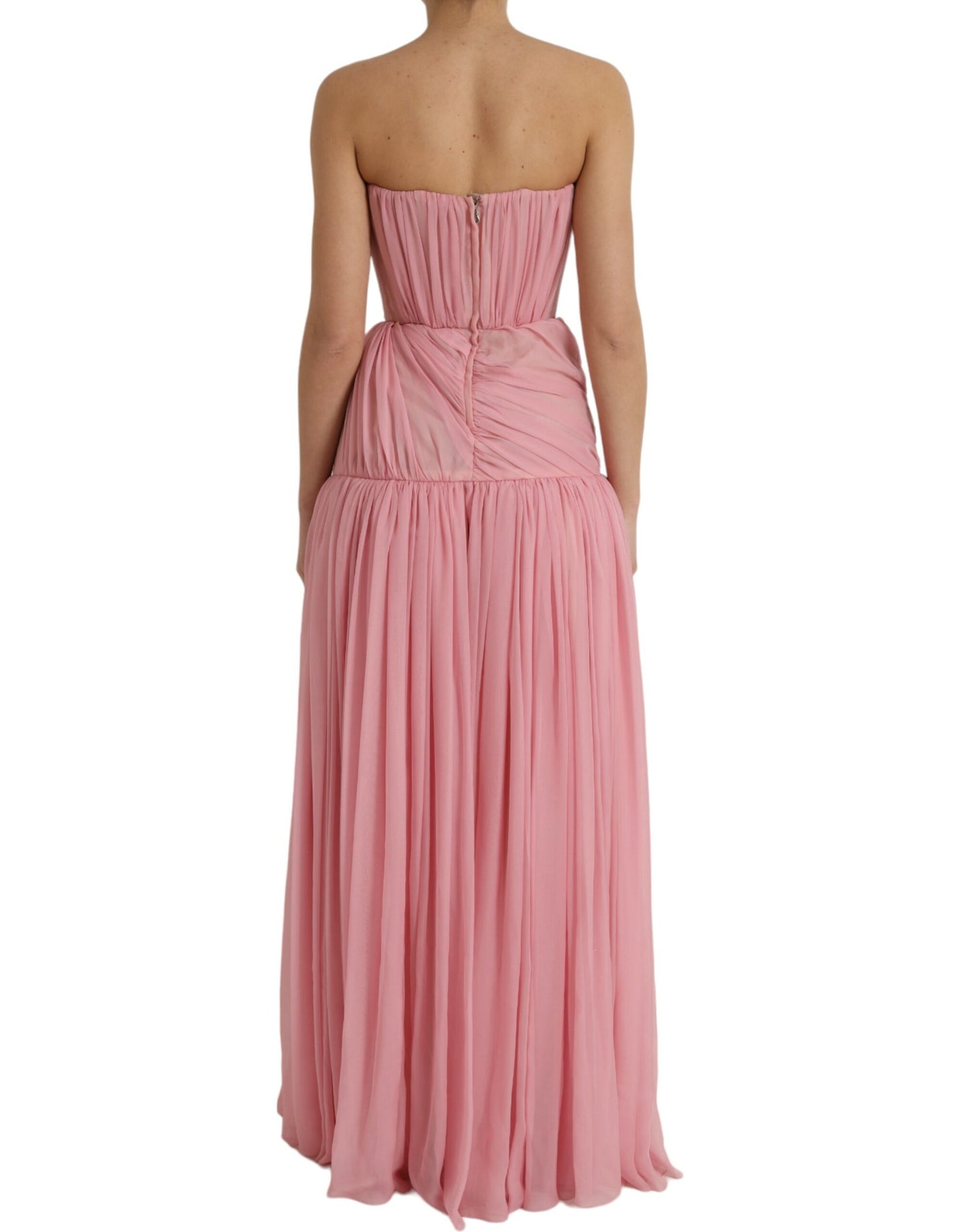 Dolce & Gabbana Pink Silk Strapless Maxi A-line Gown Dress Dolce & Gabbana