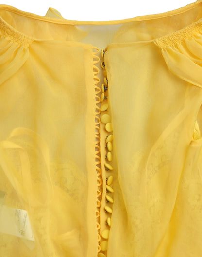 Dolce & Gabbana Yellow Silk Sheath Belted Long Maxi Dress Dolce & Gabbana