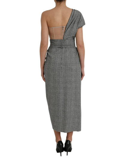 Dolce & Gabbana Gray Beige Layered One Shoulder Maxi Dress Dolce & Gabbana