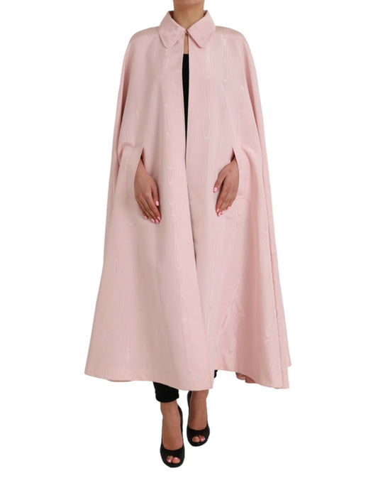 Dolce & Gabbana Light Pink Silk Long Maxi Cape Coat Jacket Dolce & Gabbana