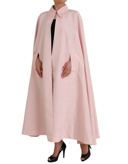 Dolce & Gabbana Light Pink Silk Long Maxi Cape Coat Jacket Dolce & Gabbana