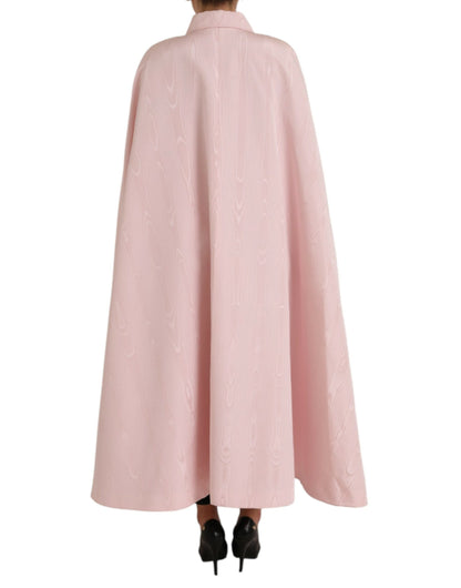 Dolce & Gabbana Light Pink Silk Long Maxi Cape Coat Jacket Dolce & Gabbana