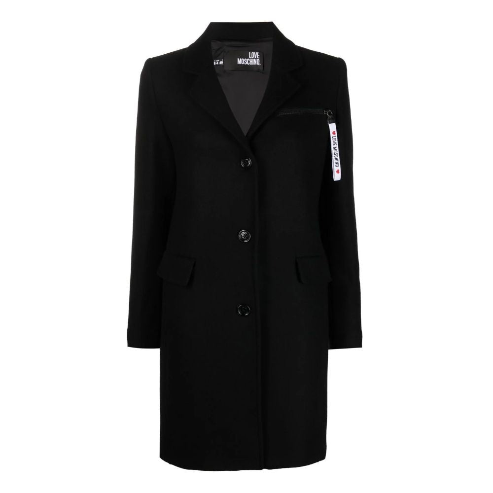 Love Moschino Black Wool Jackets & Coat Love Moschino