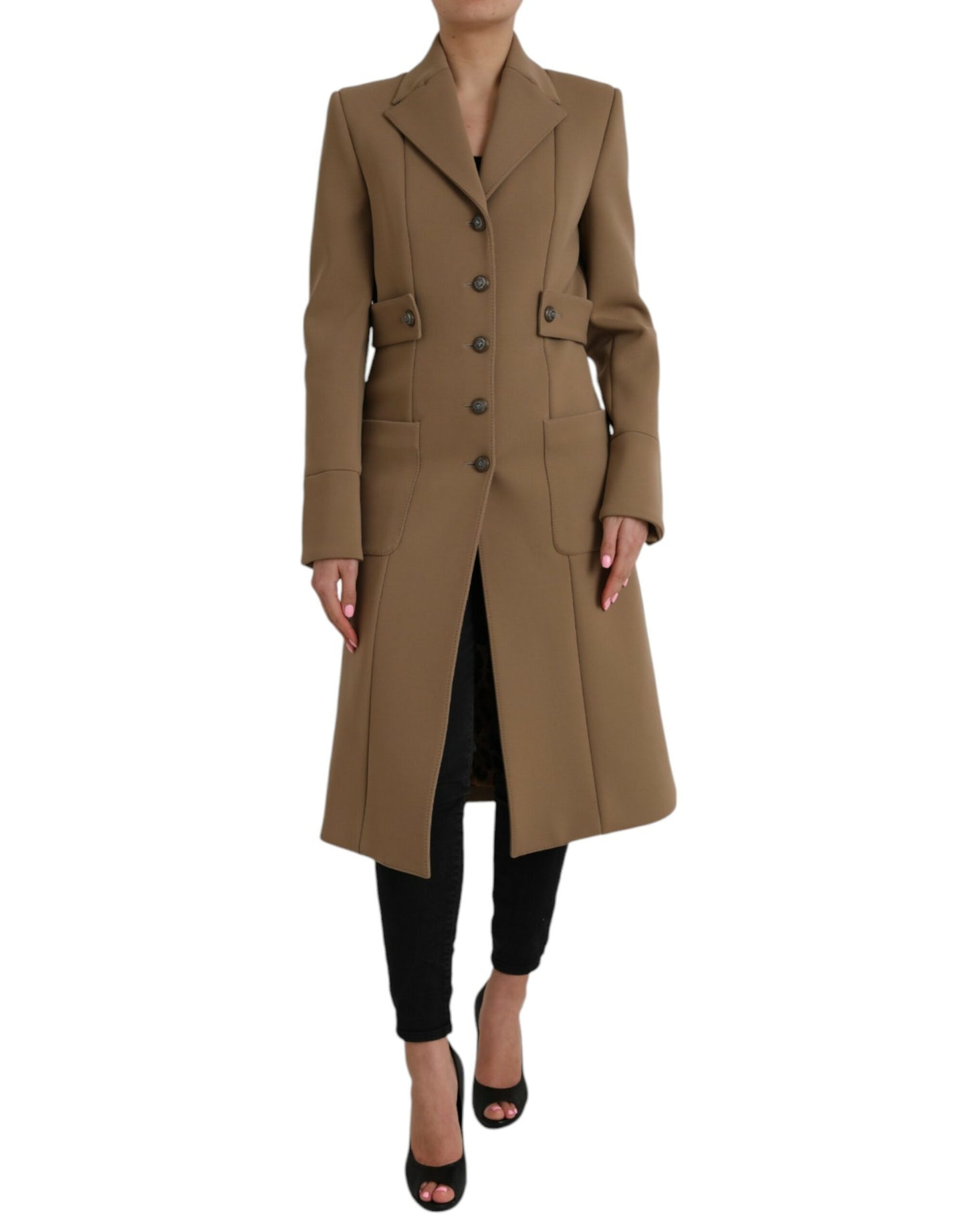 Dolce & Gabbana Brown Button Down Long Trench Coat Jacket Dolce & Gabbana