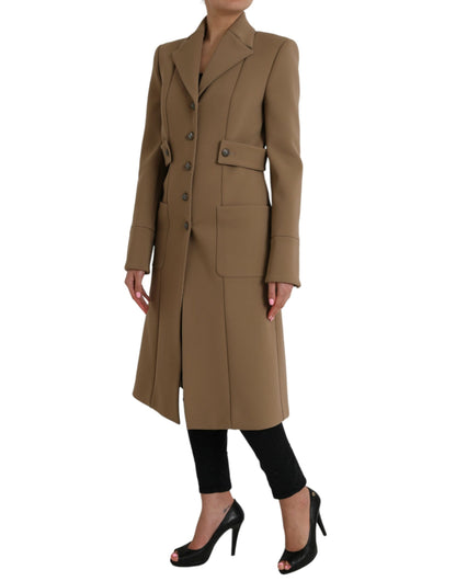 Dolce & Gabbana Brown Button Down Long Trench Coat Jacket Dolce & Gabbana