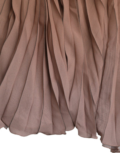 Dolce & Gabbana Brown Polyester Pleated High Waist Midi Skirt Dolce & Gabbana