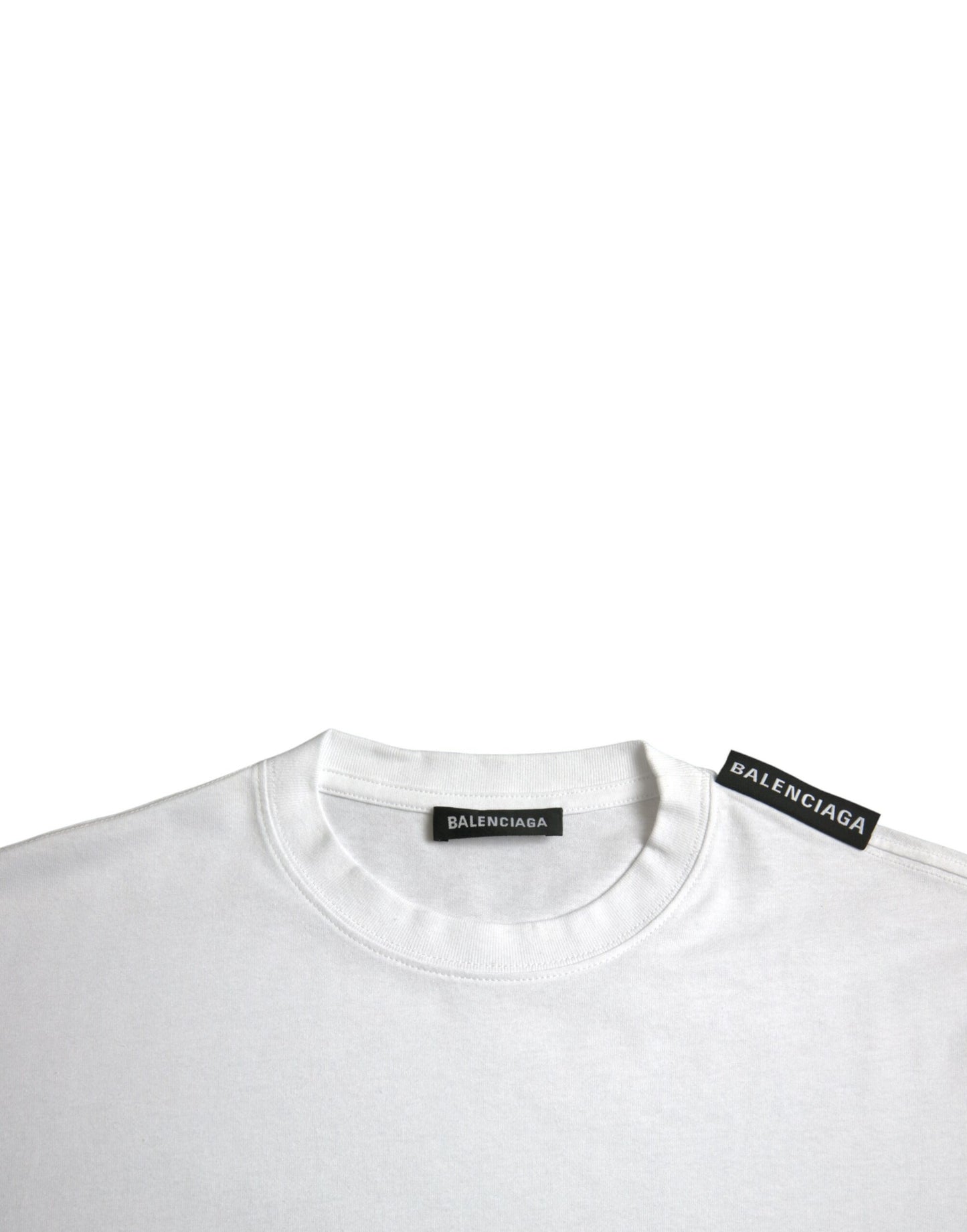 Balenciaga Off White Cotton Jersey Round Neck T-shirt Balenciaga