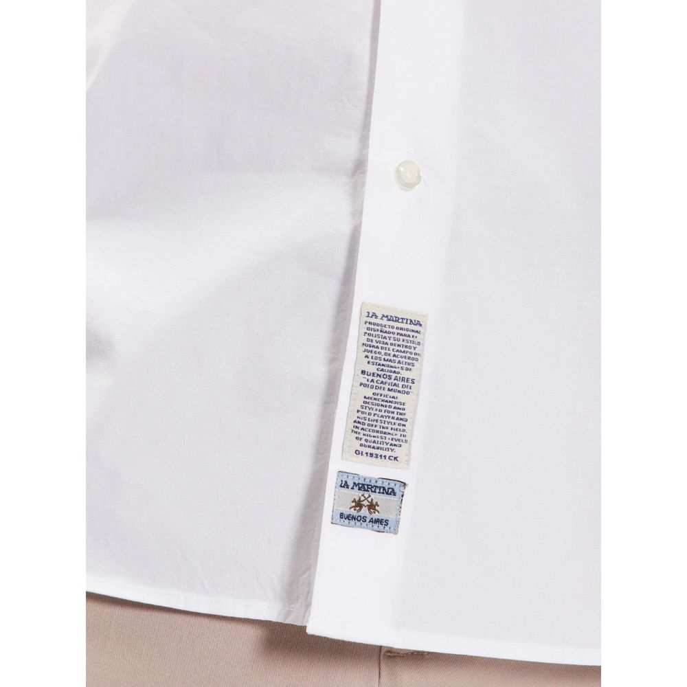 La Martina White Cotton Shirt La Martina