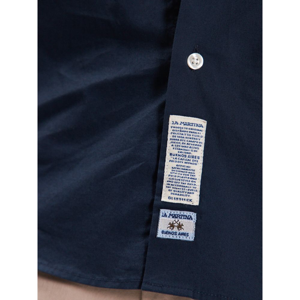 La Martina Blue Cotton Shirt La Martina