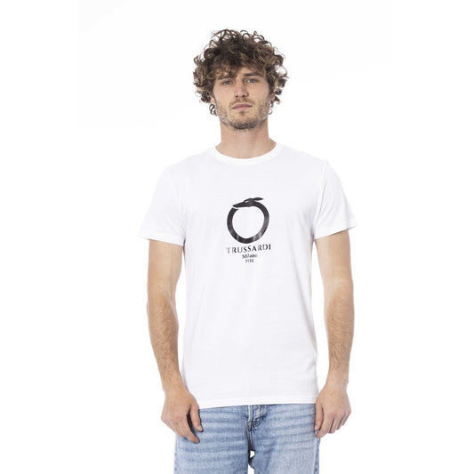 Trussardi Beachwear White Cotton T-Shirt Trussardi Beachwear