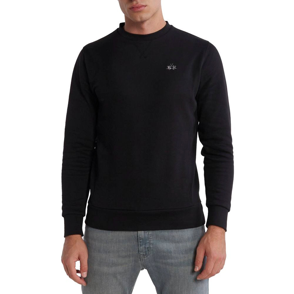 La Martina Black Cotton Sweater La Martina