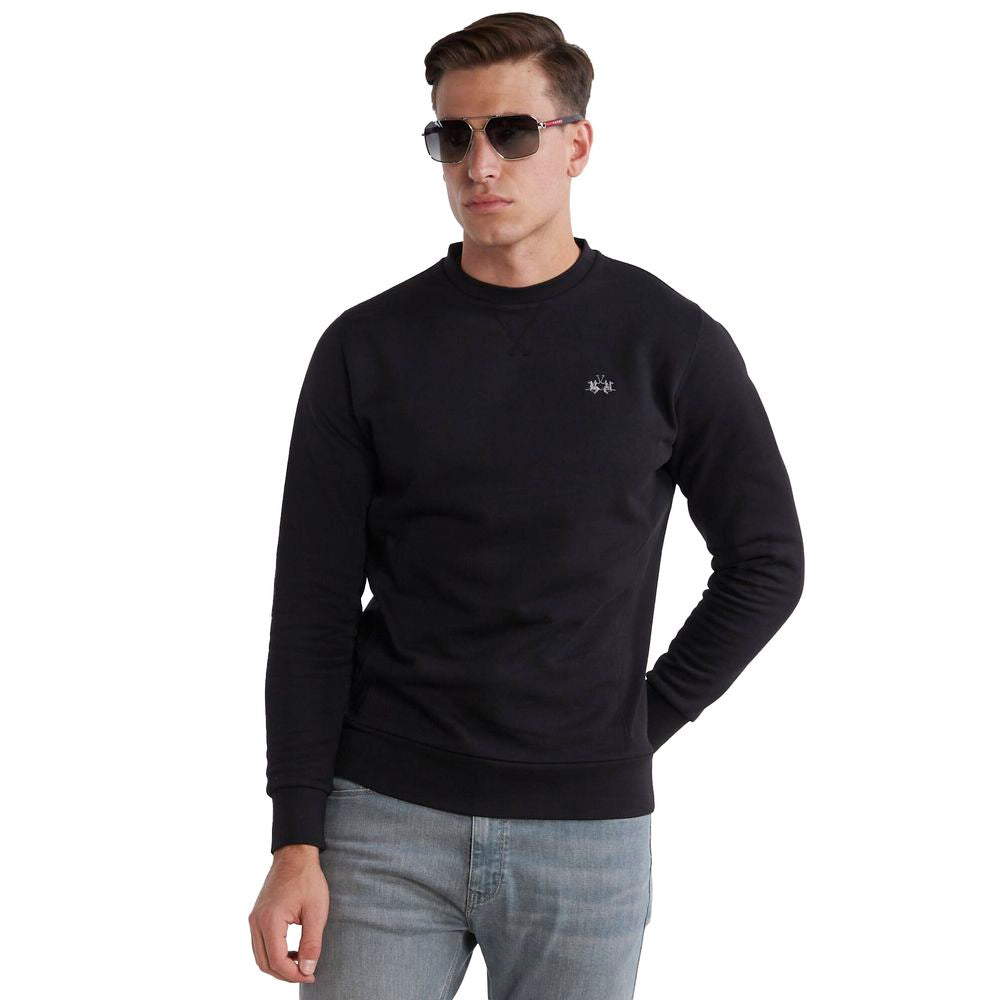 La Martina Black Cotton Sweater La Martina